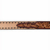 ADBLF223 Natural Tooled Leather Western Belt with Diamond Cutouts and Silver Buckle