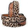 ADBLF227 Leopard Print Hair-On & Tooled Leather Western Belt with Engraved Buckle