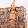 ADBGZ768 Natural Tooled Leather Tote Bag with Tassel - Western Floral Handbag