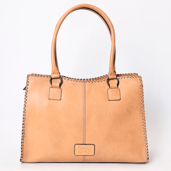 ADBGZ768 Natural Tooled Leather Tote Bag with Tassel - Western Floral Handbag