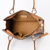 ADBGZ768 Natural Tooled Leather Tote Bag with Tassel - Western Floral Handbag