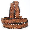ADBLF181 Handtooled Western Leather Belt - Classic Floral Scroll with Matching Buckle