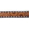 ADBLF185 Handtooled Western Leather Belt - Sunflower Floral Design with Tooled Buckle