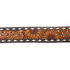 ADBLF185 Handtooled Western Leather Belt - Sunflower Floral Design with Tooled Buckle