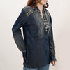 ADDR001 American Darling Western Denim Tunic Top Studded Pleated Shirt