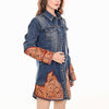 ADDR002 American Darling Denim Button Down Dress Tooled Leather Floral Detail