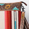 ADBG298 American Darling Large Cross body Bag - Hand Tooled Floral Leather & Woven Saddle Blanket Purse