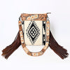 ADBG298 American Darling Large Cross body Bag - Hand Tooled Floral Leather & Woven Saddle Blanket Purse