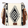 ADBG298 American Darling Large Cross body Bag - Hand Tooled Floral Leather & Woven Saddle Blanket Purse
