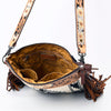ADBG298 American Darling Large Cross body Bag - Hand Tooled Floral Leather & Woven Saddle Blanket Purse