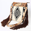 ADBG298 American Darling Large Cross body Bag - Hand Tooled Floral Leather & Woven Saddle Blanket Purse