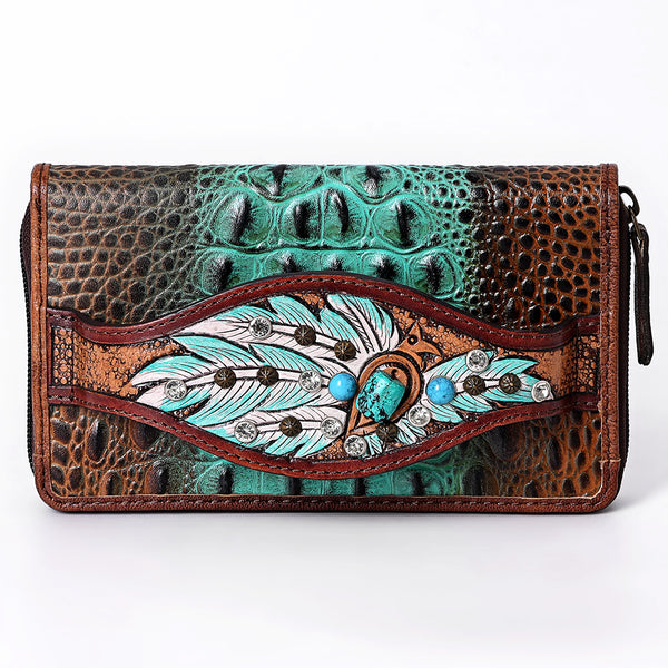 ADBG1195 American Darling Western Organizer Bag Crocodile Embossed Hand Tooled Leather