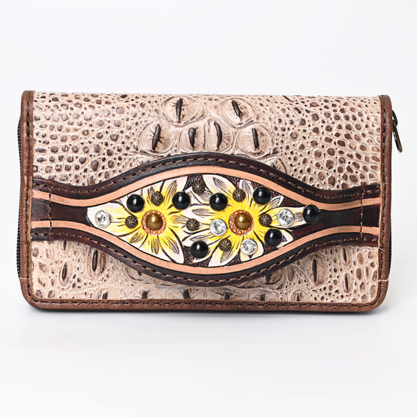 ADBG1195 American Darling Western Organizer Bag Crocodile Embossed Hand Tooled Leather