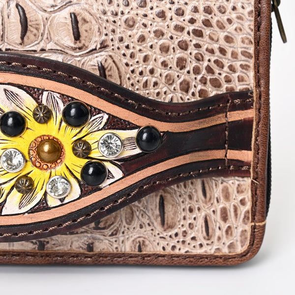 ADBG1195 American Darling Western Organizer Bag Crocodile Embossed Hand Tooled Leather