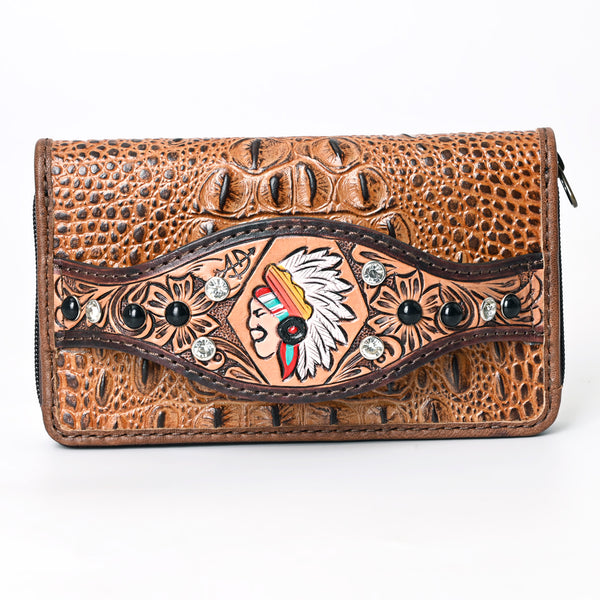 ADBG1195 American Darling Western Organizer Bag Crocodile Embossed Hand Tooled Leather