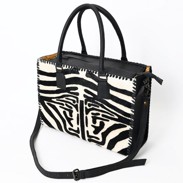 ADBG229 American Darling Western Tote Bag - Handcrafted Hair-On Cowhide & Braided Leather
