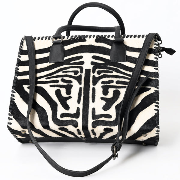 ADBG229 American Darling Western Tote Bag - Handcrafted Hair-On Cowhide & Braided Leather