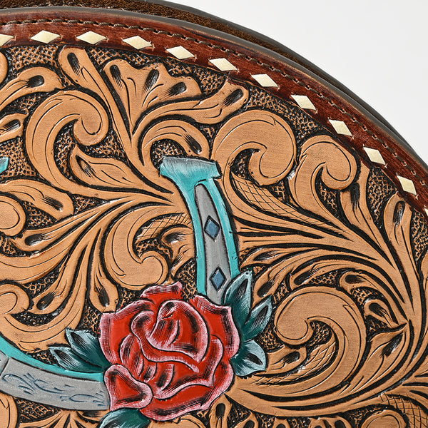 ADBG1072 American Darling Hand-Tooled Leather Taco Handbag Western Floral Carved Genuine Leather Clutch