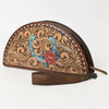 ADBG1072 American Darling Hand-Tooled Leather Taco Handbag Western Floral Carved Genuine Leather Clutch