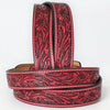 ADBLF233 Red Tooled Leather Belt with Matching Floral Buckle