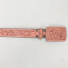 LC-ADBLF234 Light Pink Tooled Leather Belt with Matching Floral Buckle