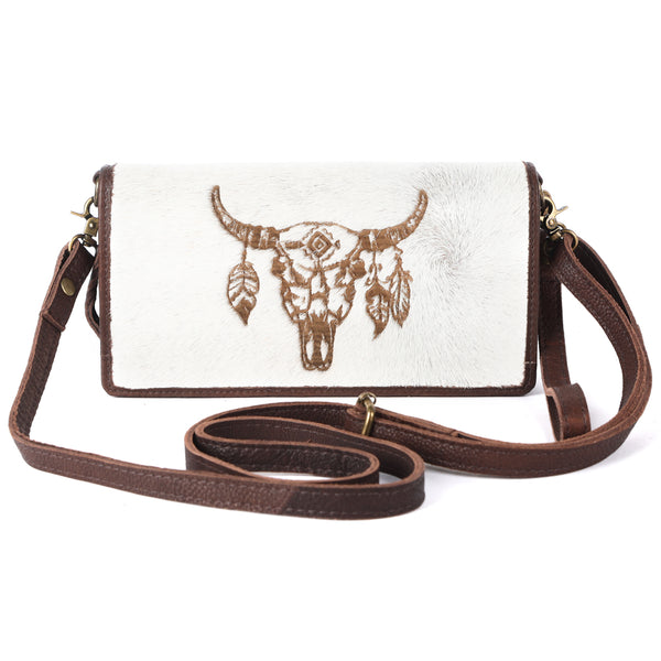 ADBGM169 Hair-On Leather Western Crossbody Purse with Western Scene
