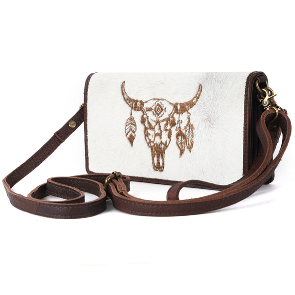 ADBGM169 Hair-On Leather Western Crossbody Purse with Western Scene