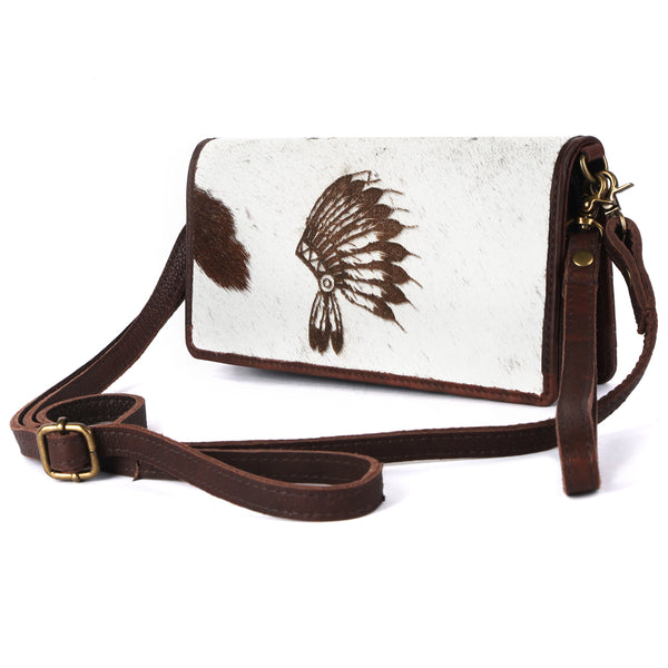ADBGM169 Hair-On Leather Western Crossbody Purse with Western Scene