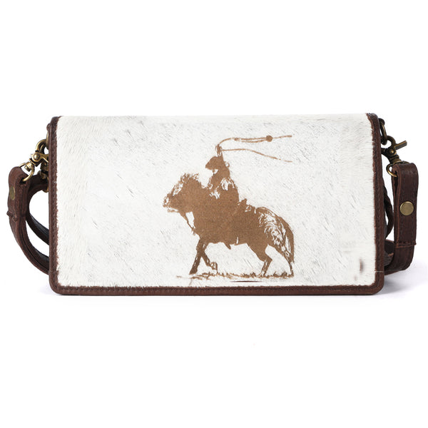 ADBGM169 Hair-On Leather Western Crossbody Purse with Western Scene