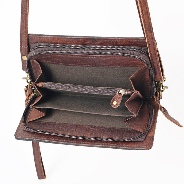 ADBGM169 Hair-On Leather Western Crossbody Purse with Western Scene