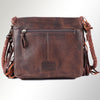 ADBGM261 Handcrafted Leather Crossbody Bag with Turquoise Concho & Braided Trim - Western Shoulder Purse