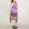 ADBGA415 American Darling Hand Woven Saddle Blanket & Genuine Leather Fringed Cross body Bag