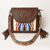 ADBGA415 American Darling Hand Woven Saddle Blanket & Genuine Leather Fringed Cross body Bag