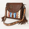 ADBGA415 American Darling Hand Woven Saddle Blanket & Genuine Leather Fringed Cross body Bag