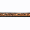 ADBLF109 Tooled Western Leather Belt - Black & Tan with Scrollwork and Silver Buckle