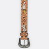 LC-ADBLF149 Tooled Leather Western Belt - Poker & Dice Motif with Turquoise Accents