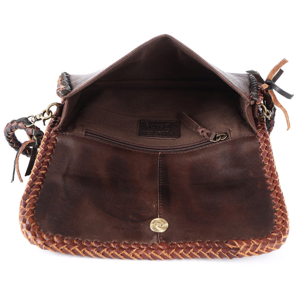 ADBGM267 Mini Western Leather Wallet - Braided Edge & Turquoise Concho