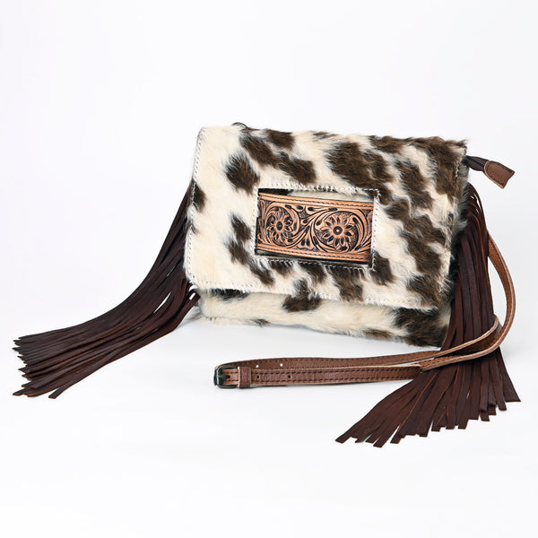 ADBG360 American Darling Hand Tooled Leather Small Cross body Bag with Hair-On Cowhide