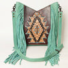 ADBG1199 American Darling Western Hand Tooled Leather Fringe Crossbody Bag