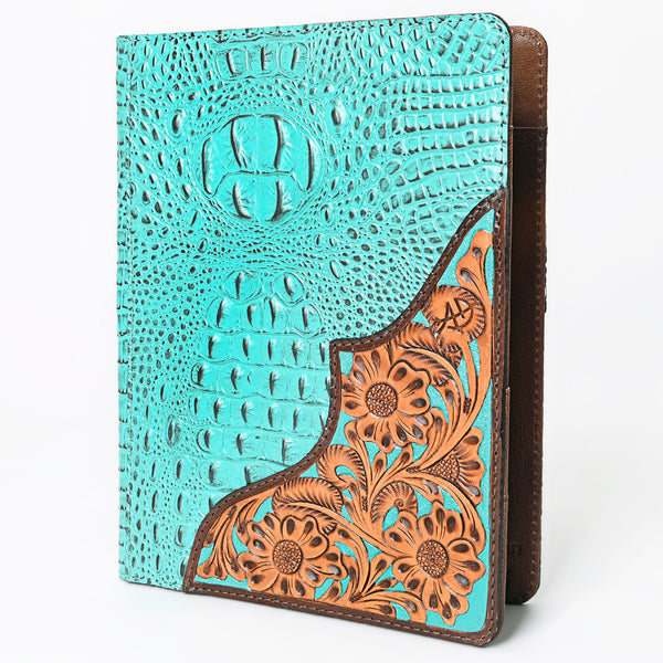 ADBG1040 American Darling Crocodile Embossed Hand Tooled Leather Western Portfolio Bag