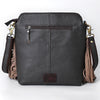 SKBA116 Large Crossbody Hand Tooled Saddle Leather and Upcycled Canvas Ladies Bag 13.5x12.5 KBA
