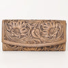 KBG140WALLET Hand Tooled Saddle Leather and Upcycled Canvas Ladies Bag H4.5XW8 KBG140 K