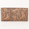 KBG140WALLET Hand Tooled Saddle Leather and Upcycled Canvas Ladies Bag H4.5XW8 KBG140 K