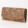 KBG140WALLET Hand Tooled Saddle Leather and Upcycled Canvas Ladies Bag H4.5XW8 KBG140 K