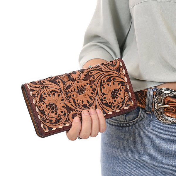 KBG191WalletHand Tooled Genuine Leather women bag western handbag purse