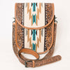 ADBG1202 American Darling Western Hand Tooled Leather Saddle Blanket Crossbody Bag