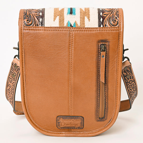 ADBG1202 American Darling Western Hand Tooled Leather Saddle Blanket Crossbody Bag