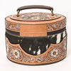 ADBGA416 American Darling Oval Hair-On Hide Jewelry Case Hand Tooled Western Leather Organizer