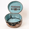 ADBGA416 American Darling Oval Hair-On Hide Jewelry Case Hand Tooled Western Leather Organizer