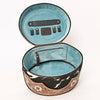 ADBGA416 American Darling Oval Hair-On Hide Jewelry Case Hand Tooled Western Leather Organizer